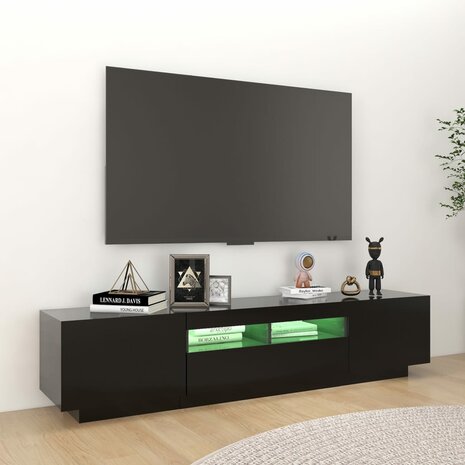 Tv-meubel met LED-verlichting 180x35x40 cm zwart 4