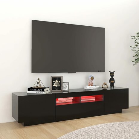 Tv-meubel met LED-verlichting 180x35x40 cm zwart 5