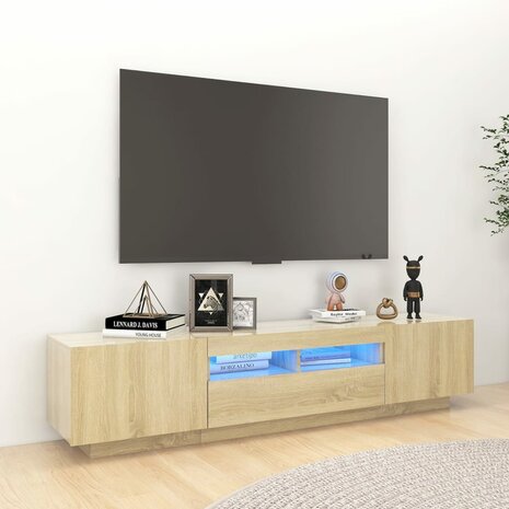 Tv-meubel met LED-verlichting 180x35x40 cm sonoma eikenkleurig 1