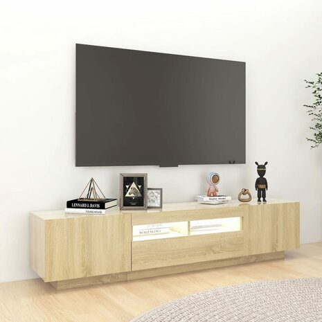 Tv-meubel met LED-verlichting 180x35x40 cm sonoma eikenkleurig 5