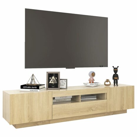 Tv-meubel met LED-verlichting 180x35x40 cm sonoma eikenkleurig 6