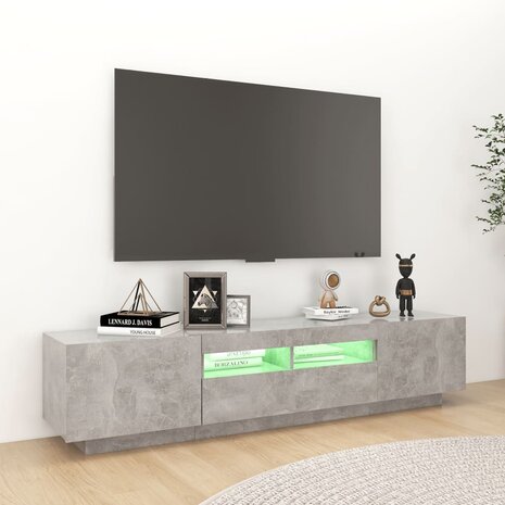 Tv-meubel met LED-verlichting 180x35x40 cm betongrijs 3