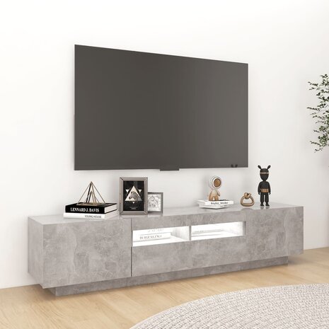 Tv-meubel met LED-verlichting 180x35x40 cm betongrijs 5