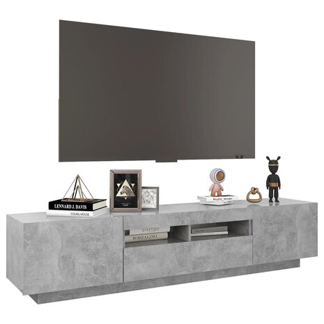 Tv-meubel met LED-verlichting 180x35x40 cm betongrijs 6