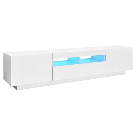 Tv-meubel met LED-verlichting 180x35x40 cm hoogglans wit 2