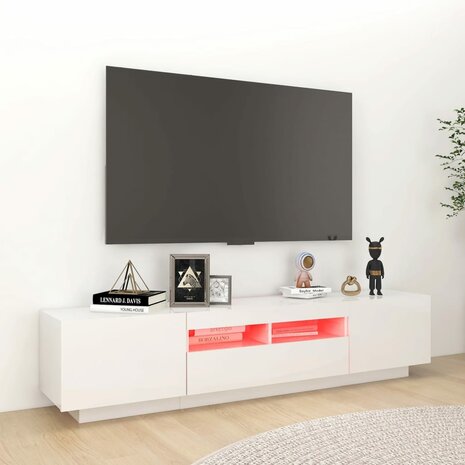 Tv-meubel met LED-verlichting 180x35x40 cm hoogglans wit 3