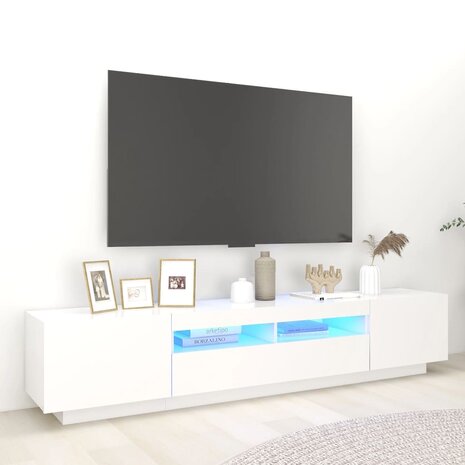 Tv-meubel met LED-verlichting 200x35x40 cm wit 1