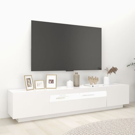 Tv-meubel met LED-verlichting 200x35x40 cm wit 5