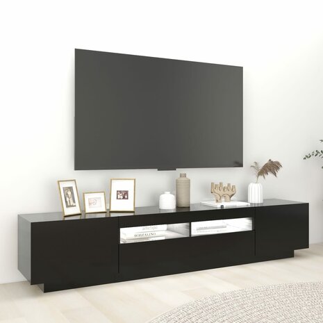 Tv-meubel met LED-verlichting 200x35x40 cm zwart 4