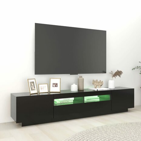 Tv-meubel met LED-verlichting 200x35x40 cm zwart 5