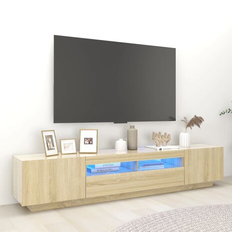 Tv-meubel met LED-verlichting 200x35x40 cm sonoma eikenkleurig 1