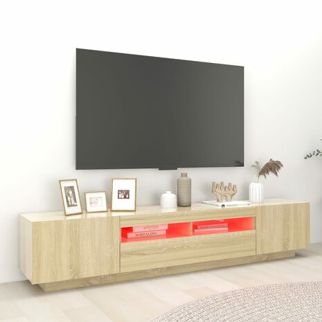 Tv-meubel met LED-verlichting 200x35x40 cm sonoma eikenkleurig 4