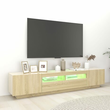 Tv-meubel met LED-verlichting 200x35x40 cm sonoma eikenkleurig 5