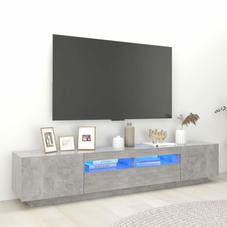 Tv-meubel met LED-verlichting 200x35x40 cm betongrijs 1