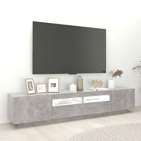 Tv-meubel met LED-verlichting 200x35x40 cm betongrijs 3