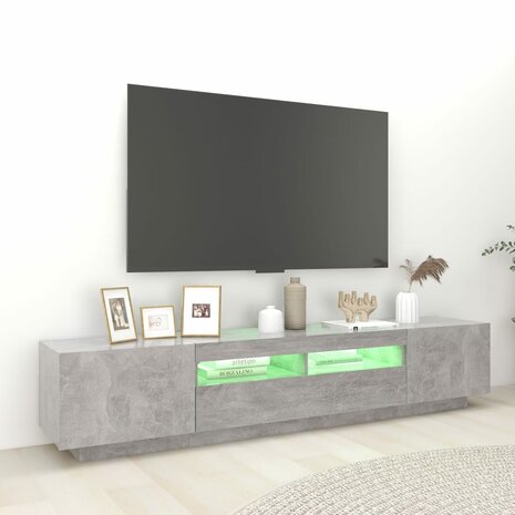 Tv-meubel met LED-verlichting 200x35x40 cm betongrijs 4