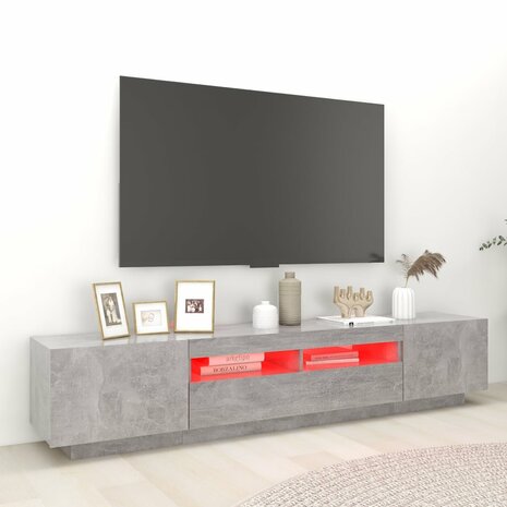 Tv-meubel met LED-verlichting 200x35x40 cm betongrijs 5