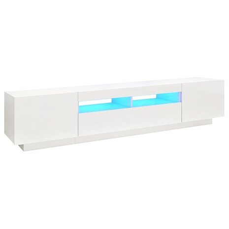 Tv-meubel met LED-verlichting 200x35x40 cm hoogglans wit 2