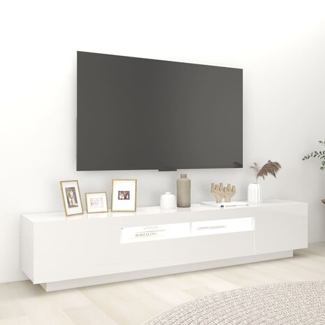 Tv-meubel met LED-verlichting 200x35x40 cm hoogglans wit 3