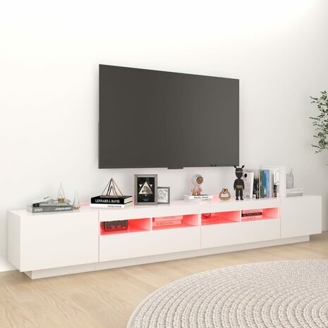 Tv-meubel met LED-verlichting 260x35x40 cm wit 5