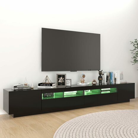 Tv-meubel met LED-verlichting 260x35x40 cm zwart 5