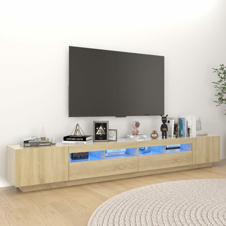 Tv-meubel met LED-verlichting 260x35x40 cm sonoma eikenkleurig 1