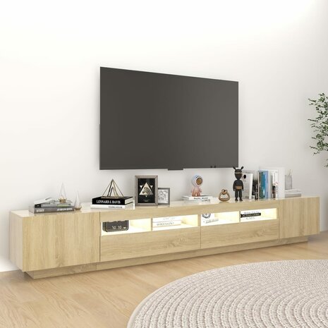 Tv-meubel met LED-verlichting 260x35x40 cm sonoma eikenkleurig 3