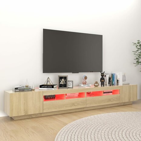 Tv-meubel met LED-verlichting 260x35x40 cm sonoma eikenkleurig 4