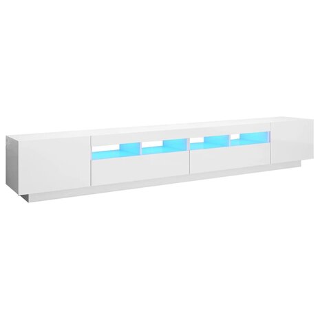 Tv-meubel met LED-verlichting 260x35x40 cm hoogglans wit 2