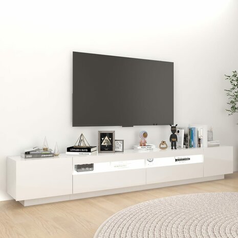 Tv-meubel met LED-verlichting 260x35x40 cm hoogglans wit 4