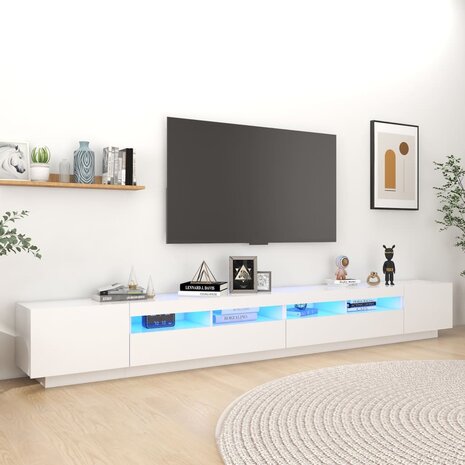 Tv-meubel met LED-verlichting 300x35x40 cm wit 1