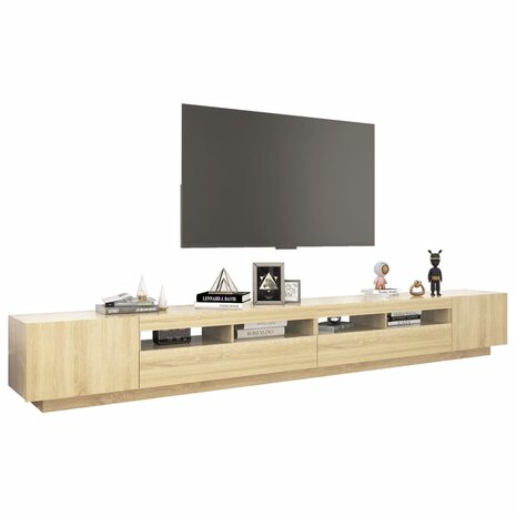 Tv-meubel met LED-verlichting 300x35x40 cm sonoma eikenkleurig 6