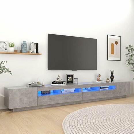 Tv-meubel met LED-verlichting 300x35x40 cm betongrijs 1