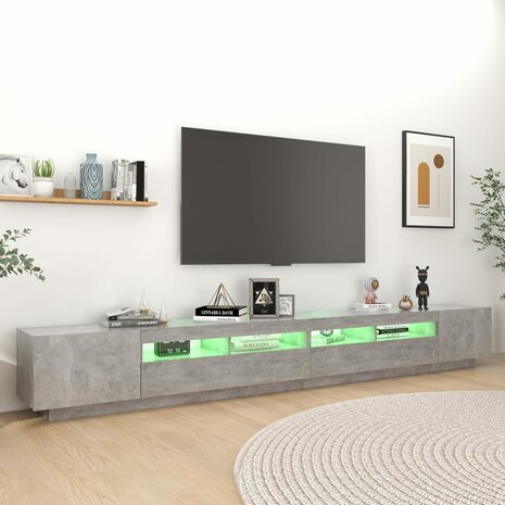 Tv-meubel met LED-verlichting 300x35x40 cm betongrijs 5