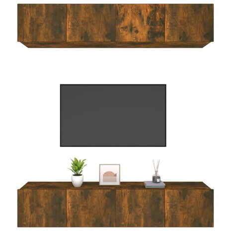 Tv-meubelen 4 st 80x30x30 cm bewerkt hout gerookt eikenkleur 4