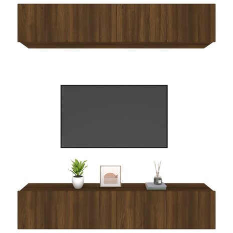 Tv-meubelen 4 st 80x30x30 cm bewerkt hout bruin eikenkleur 4