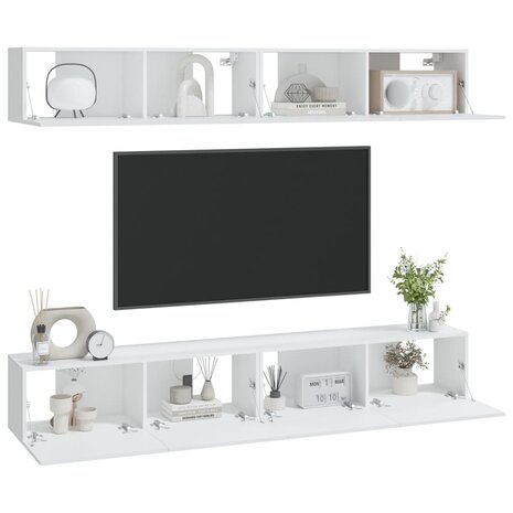 Tv-wandmeubels 4 st 100x30x30 cm wit 3