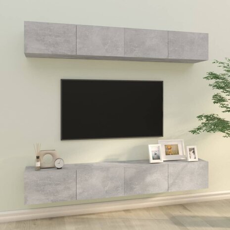 Tv-wandmeubels 4 st 100x30x30 cm betongrijs 1