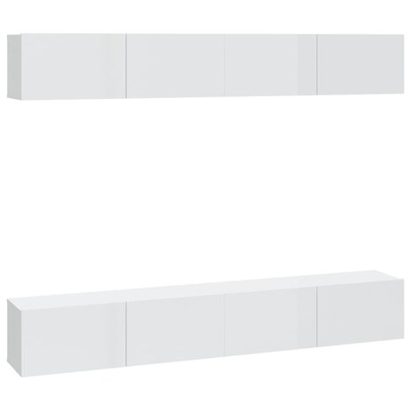 Tv-wandmeubels 4 st 100x30x30 cm hoogglans wit 2