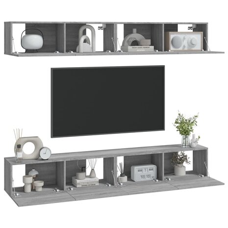 Tv-wandmeubels 4 st 100x30x30 cm grijs sonoma eikenkleurig 3