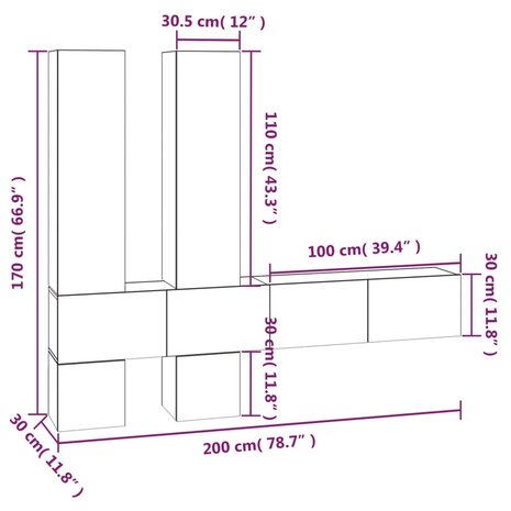 Tv-wandmeubel bewerkt hout wit 6