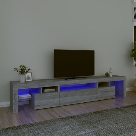 Tv-meubel met LED-verlichting 215x36,5x40 cm grijs sonoma eiken 1