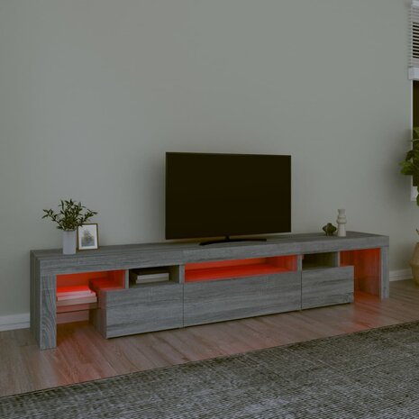 Tv-meubel met LED-verlichting 215x36,5x40 cm grijs sonoma eiken 5