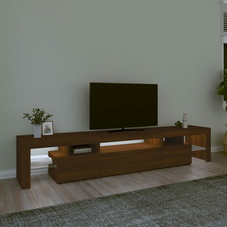 Tv-meubel met LED-verlichting 215x36,5x40 cm bruin eikenkleur 3