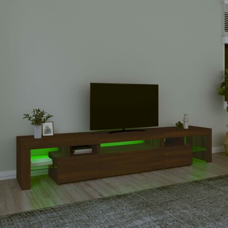 Tv-meubel met LED-verlichting 215x36,5x40 cm bruin eikenkleur 4