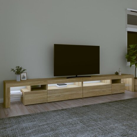 Tv-meubel met LED-verlichting 290x36,5x40cm sonoma eikenkleurig 3