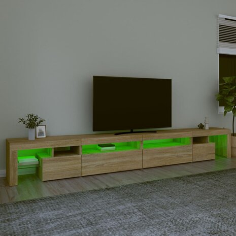 Tv-meubel met LED-verlichting 290x36,5x40cm sonoma eikenkleurig 4