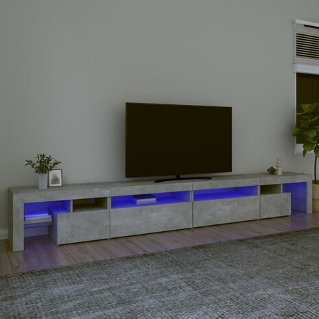 Tv-meubel met LED-verlichting 290x36,5x40 cm betongrijs 1