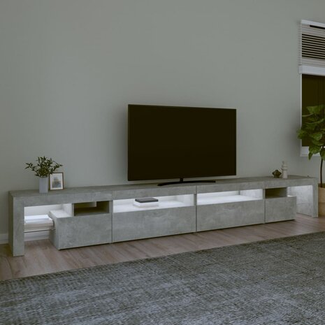 Tv-meubel met LED-verlichting 290x36,5x40 cm betongrijs 3