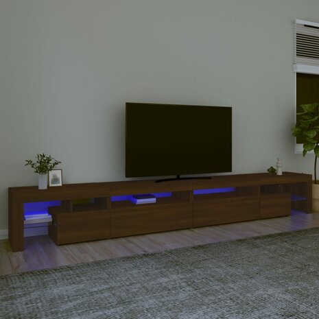 Tv-meubel met LED-verlichting 290x36,5x40 cm bruin eikenkleur 1